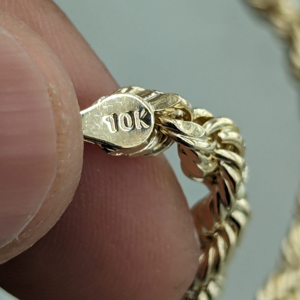 10kt Real Gold Rope Chain 4.8mm 22 inches - Picture 6 of 9